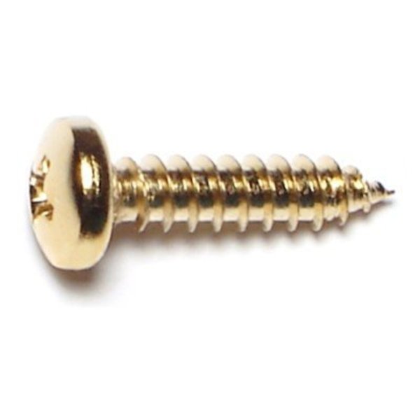 Midwest Fastener Sheet Metal Screw, #10 x 3/4 in, Brass Steel Pan Head Phillips Drive, 40 PK 64151